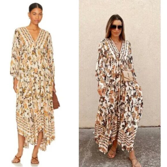 FREE PEOPLE Rows Of Roses Maxi Dress in Ivory Combo Size X-Small - Picture 14 of 15